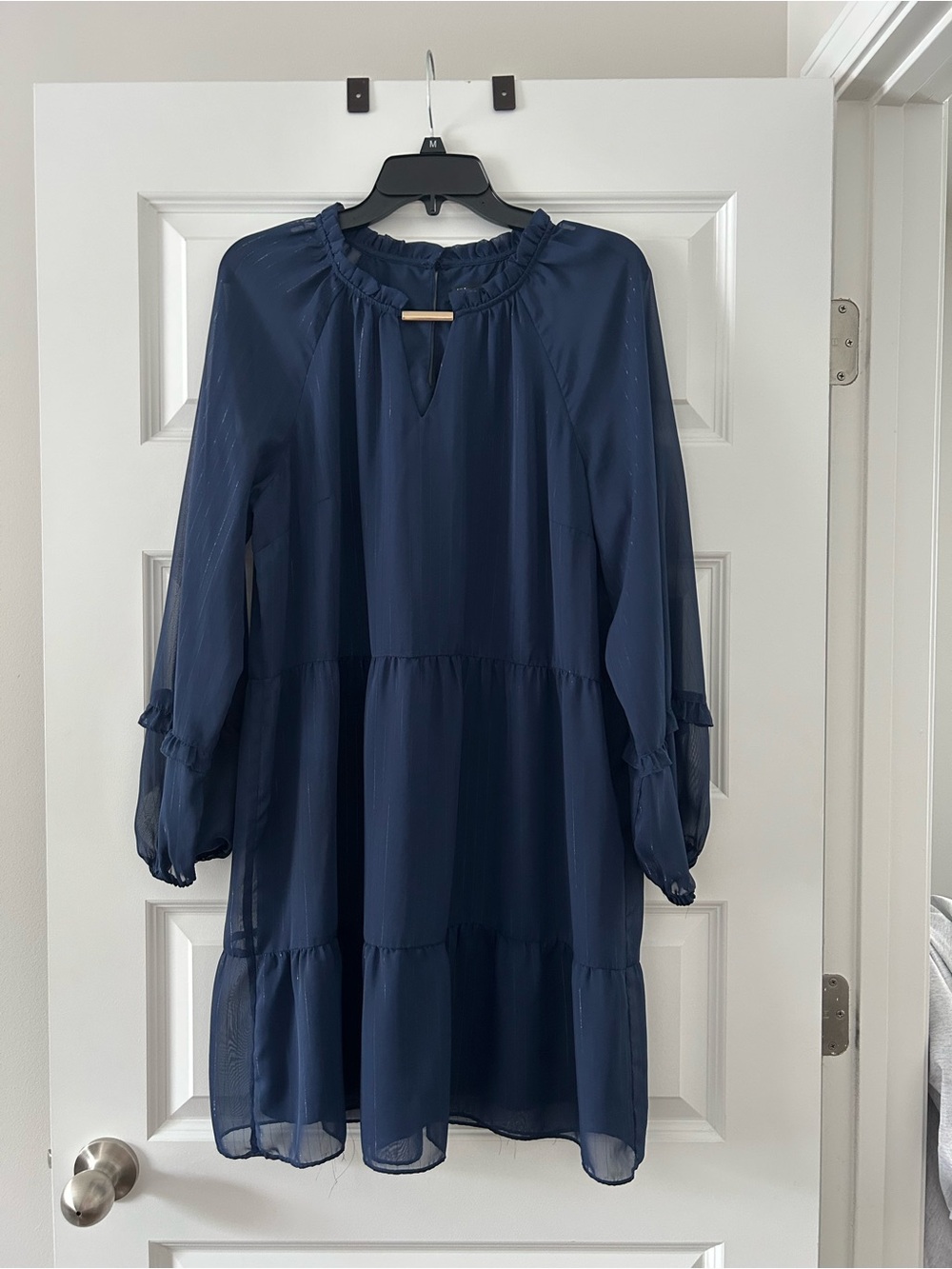 INC International Concepts Navy Chiffon Mini Dress